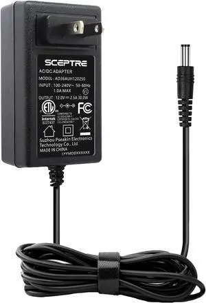 AC/DC Adapter 12V-2.5A 30W Power Cord Genuine Parts Made for Sceptre Monitor C248W-FW100T C248W-1920RN E205W-16003RT E225W-19203R E225W-FPT E248W-19203R E248W-FW100T E248W-FP100T E248W-FPT Series