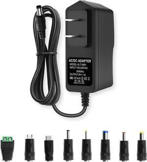 9V DC Power Supply 1A Universal AC Adapter 100-240V 50/60Hz 9 Volts 1Amp Transformer DC 9V Power Cord Adapter 5.5mm x 2.5mm Plug & 8 Tips