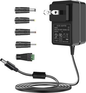 24V DC Power Supply Cord 100-240V AC to DC 24 Volts Compatible with 24Vdc 1.5A 1500mA 1A 1000mA 0.5A 500mA 0.1~1.5A Power Adapter with 5 Tips. (Not Compatible 24V Battery Charger).