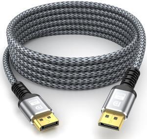 8K DisplayPort Cable DP 1.4 Cable 20ft(8K@60Hz 4K@144Hz 2K@240Hz) Support 32.4Gbps Gold Plated Connector High Refresh Rate for Gaming Monitor HDR FreeSync G-Sync Graphics Card PC