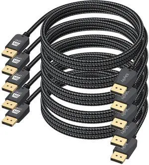6FT DisplayPort 1.4 5-Pack 8K DP Cable for Gaming 32.4Gbps HDR10 4K@240Hz RX 7700XT RTX 4070/4090