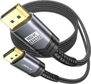 DisplayPort Cable 1 FT 2-Pack (Display Port) DP to DP Male to Male Cord Gold-Plated Supports 4K@60Hz 2K@165Hz Compatible for Monitor Computer Laptop Graphics Card Docking Station