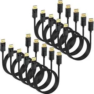 DisplayPort Cable 10-Pack 6ft DP Cord [4K@60Hz 2K@165Hz 2K@144Hz] High Speed Display Port Cable 120Hz 144Hz 165Hz for Gaming Monitor Graphics Card TV PC Laptop Computer