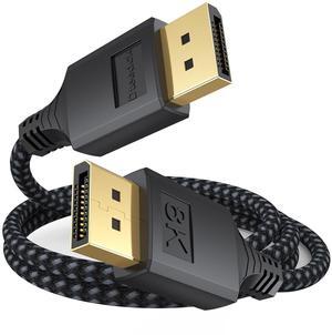 DisplayPort Cable 1.4 3Ft Display Port DP Cord (8K@60Hz 4K@144Hz 2K@165Hz 1080P@240Hz 32.4Gbps) 3 Feet Braided Sheath Male to Male for Computer Monitor PC Gaming Laptop TV