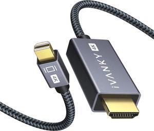 4K Mini DisplayPort to HDMI Cable iVANKY 4K@30Hz Thunderbolt to HDMI Cable [Alum Shell/Braided/Optimal Chip Solution] Mini DP to HDMI for MacBook Air/Pro Surface Pro/Dock Monitor Projector - 6FT