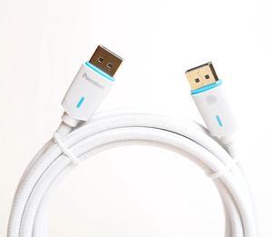 DisplayPort 1.4 Cable 8K 60Hz 4K 120Hz HDR Cotton Braided - 10ft DisplayPort to DisplayPort White | Ideal for Laptop PC Gaming Monitor Projector TV