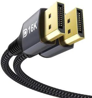 DisplayPort Cable 16K 2.1 DP Cable 6.6FT 80Gbps 16K@60Hz 8K@120Hz HBR3 4K@240Hz HDR HDCP DSC 1.2a Support FreeSync G-Sync Video Card Monitor