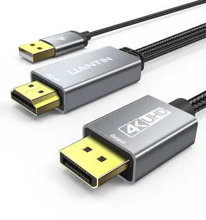 Active HDMI to DisplayPort Cable (4K 60Hz 1080p@120Hz) 3FT Uni-Directional HDMI Source to DP Monitor Adapter Display Port Cord Compatible with PC Laptop AMD NVIDIA PS5 Xbox