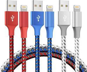 iPhone Charger 3Pack 10FT MFi Certified Nylon Braided Cord Fast Charging Lightning Cable Compatible with iPhone 14/13/12/11 Pro/11/XS MAX/XR and More