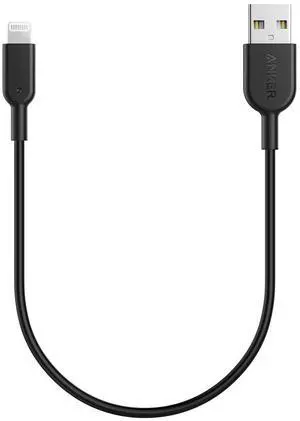 Powerline II Lightning Cable  MFi Certified USB Charging/Sync Lightning Cord Compatible with iPhone 11 Series/SE/Xs/XR and More(1FT Black)