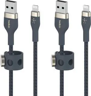 BoostCharge Pro Flex Braided USB Type A to Lightning Cable (2M/6.6FT) MFi Certified Charging Cable for iPhone 13 12 11 Pro Max Mini SE iPad and More 2-Pack Blue