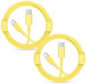 iPhone Fast Charger Lightning Cable [MFi Certified] 2-Pack USB-C to Lightning Cable (6.6Ft) Fast Charging Compatible with iPhone14/14 Plus/14 Pro/14 Pro Max/13/13pro/12/12 Pro/12 Pro Max(Yellow