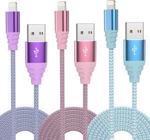 iPhone Charger Fast Charging 3pack 6FT  MFi Certified Lightning Cable Nylon Braided iPhone Charger Cord Compatible with iPhone 14/13/12/11 Pro Max/XS MAX/XR/XS/X/8/7 Plus iPad AirPods