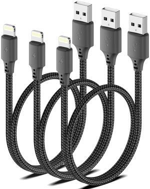 1.5 Foot Lightning Cable [MFi Certified] 3Pack 1.5ft iPhone Charging Cable for Car Braided Fast Charging Short USB to Lightning Cable for iPhone 14 13 12 11 Pro/Max/Mini Xs SE2/iPad
