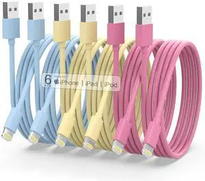 iPhone Charger [ MFi Certified] 6Pack 3/3/6/6/6/10 FT Lightning Cable Car iPhone Carplay Cable Lightning to USB Charging Cord for iPhone 14 13 12 11 Pro Max XR XS X 8 7 6 Plus SE iPad