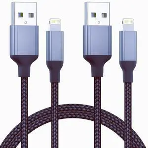1.5 ft Lightning Cable 2 Pack [MFi Certified] 1.5 Foot iPhone Charging Cable for Car Braided Fast Charging Short Charger Cord for iPhone 14/13/12/11Pro/X/XR/8/7/6s/Plus/SE/iPad