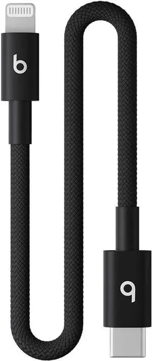 USB-C to Lightning Woven Cable Fast Charging Durable/Tangle-Free Compatible Charger for  Devices w Lightning Ports (20 cm) - Bolt Black