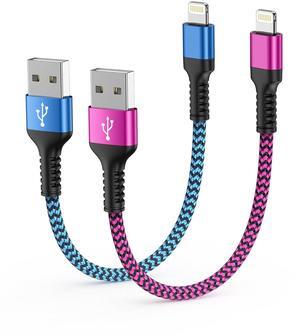 Short iPhone Charger Cord USB A to Lightning Cable 1FT/2Pcs [ MFI Certified] Braided Fast Charging Wire Data Line for iPhone 14 Pro Max 13 12 Pro/11/XS/XR/X/SE/8 Plus/7/6s iPad Mini/Air for Car