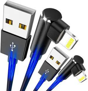 iPhone Charger Cord 6ft - Braided USB to Lightning Cable 90 Degree Charging Cable Compatible with iPhone 14 13 12 11 Pro Max iPad Airpods iPod & More 2Pack[MFI Certified]