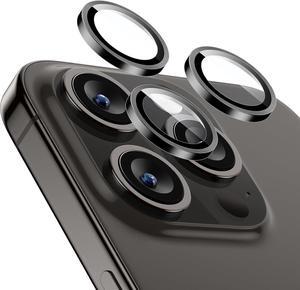Camera Lens Protector for iPhone 16 Pro Max/16 Pro/15 Pro Max/15 Pro/14 Pro Max/14 Pro Ultra-tough HD Individual Lens Protectors Scratch Resistant Ultra-thin Tempered Glass 1 Pack Black