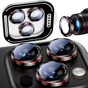 for iPhone 16 Pro Max/16 Pro/15 Pro Max/15 Pro/14 Pro Max/14 Pro Camera Lens Protector - [2025 Inspired Design] Military-Grade Tempered Glass & Metal Camera Cover Outdoor/Travel/Daily Use Red