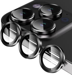 3X2 Pack Camera Lens Protector for iPhone 16 Pro Max/iPhone 16 Pro/iPhone 14 Pro Max/iPhone 14 Pro 9H Tempered Glass Screen Protector Cover [Alignment Kit] Metal Individual Ring