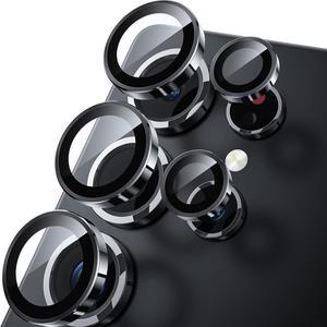 for  Galaxy S25 Ultra Camera Lens Protector - Ultra Thin Case Friendly 9H Shatterproof Tempered Glass with Aluminum Metal Circle Camera Screen Protector Cover Accessories Black
