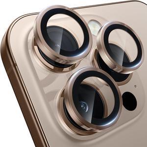 for iPhone 16 Pro/iPhone 16 Pro Max Camera Lens Protector - [Original Shooting Model] Shatterproof Ultra HD Tempered Metal Glass Camera Screen Protector Cover Film Accessories Gold Titanium