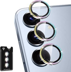 for  Galaxy S25 Camera Lens Protector Individual Metal Ring Tempered Glass Lens Cover [Strong Adsorption] Scratch Resistant Ultra-Thin HD Clear Lens Cover 1 Set-Colorful Sparkly