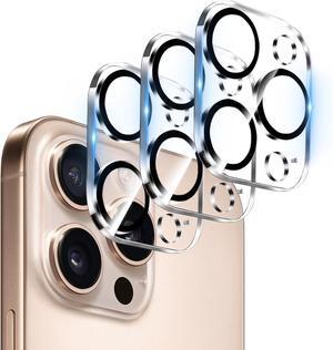 3 Pack Camera Lens Protector for iPhone 16 Pro 6.3 inch and 16 Pro Max 6.9 inch Tempered Glass Ultra HD 9H Hardness Anti-Scratch Case Friendly [No Affect on Night Shots]