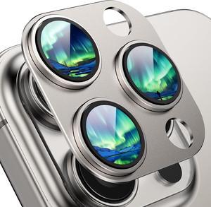 Compatible with iPhone 16 Pro Max Camera Lens Protector [Shatterproof] [Strong Adsorption][AR Anti-Reflection] 9h Metal Aluminum Alloy Tempered Glass Camera Cover Titanium
