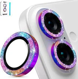 for iPhone 16 / iPhone 16 Plus Camera Lens Protector AR+AF Tempered Glass 9H Anti-Scratch Metal Individual Lens Protector HD Clear Camera Accessories Glitter Colorful