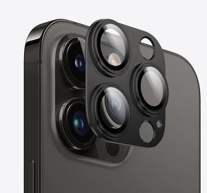 2 Pack Camera Lens Protector for iPhone 14/15/16 Pro & Pro Max Tempered Glass Camera Cover Lens Aluminum Alloy Metal for iphone 16 pro max camera lens protector Clear Photography Black