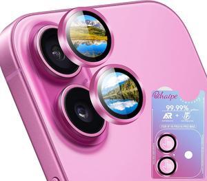 Camera Lens Protector for iPhone 16 / iPhone 16 Plus Rear Camera Screen Cover 1 Step Installation Tray/UHD/Ultra-thin/Military Grade Shatterproof/Scratch Resistant/Case-Friendly/9H Tempered Glass Pink