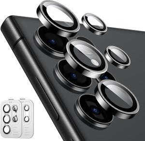 for  Galaxy S24 Ultra Camera Lens Protector Individual Lens Protectors Scratch-Resistant Ultra-Thin Tempered Glass with Aluminum Edging Galaxy S24 Ultra Case Friendly 2 Sets Black