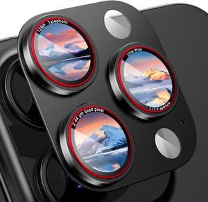 Compatible for iPhone 16 Pro Max/iPhone 16 Pro/iPhone 14 Pro/iPhone 14 Pro Max Camera Lens Protector [Full Coverage Metal] 9H Tempered Glass Camera Protector Black