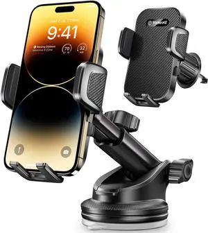 Topmake Car Phone Holder Mount,2025 Upgrade 3-in-1 Cell Phone Holder for Car, Dashboard Windshield, Suction Cup Hands-Free Car Phone Stand, Automobile Cradles Universal,Black