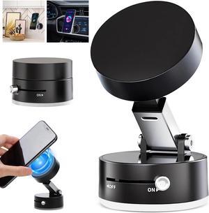 Vacuum Magnetic Suction Phone Holder 2025 New Suction Phone Mount Foldable and Retractable Double-Sided Magnetic Phone Holder Folding Swivel Stand for Car/Mirror/Gym(Black)