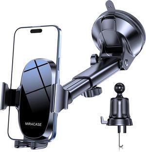 3-in-1 Cell Phone Holders for Your Car Universal Car Phone Holder Mount for Car Dashboard Air Vent Windshield Compatible with iPhone 16 15 14 13 12 11 Pro Max Xs XR X Galaxy Black