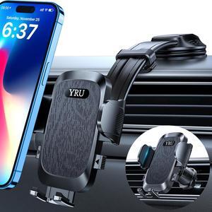 [2025 Ultimate Car Phone Holder Mount [Bendable & Adjustable Aluminum Arm] Cell Phone Holder for Car Dashboard Windshield Phone Stand for iPhone 16 15 14 13 Pro Max  Pickup Truck Black