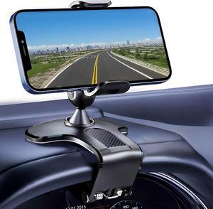 The Safest Car Dashboard Phone Clip Holder 360 Degree Rotation Dash Multifunctional Car Dashboard Mobile Phone Holder Mount Stand Compatible with 4-7 Inch Smartphones