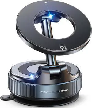 Vacuum Magnetic Suction Cup Phone Mount for Magsafe 360 Adjustable Magnetic Phone Holder Pocket Size Foldable Portable Cell Phone Holders for Your Car for All Smartphones & All Car Models