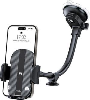 Cell Phone Holder for Car Dashboard Windshield Phone Mount for Car Long Arm Car Phone Holder Mount Strong Suction Cup Anti-Shake Stabilizer Compatible for iPhone  All Smartphones