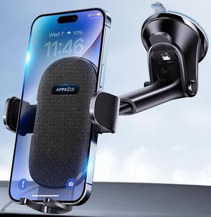 Car Phone Holder Mount Dashboard/Windshield/Cell Phone Holder for Car Compatible with iPhone  All Phones Black
