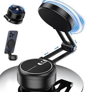 Electric Vacuum Car Phone Mount - Foldable Double-Sided Magnetic Holder for All Phones (Black)