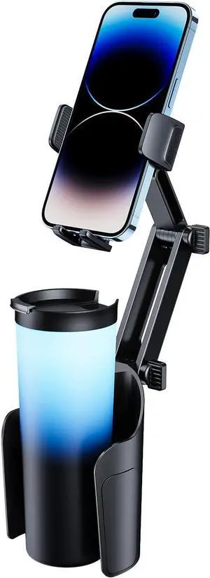 2-in-1 Upgraded Version Cup Phone Holder for Car: Car Cell Phones Cup Stand Expander with Height Adjustable Arm Fit for Truck | SUV | Automobile Compatible with iPhone &  & Android Smartphones