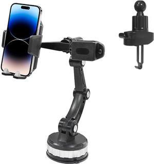 Upgraded 3-in-1 Car Holder Mount Powerful Suction Phone Mount for Car Dashboard Air Vent Windshield for All iPhone Android Phone Walkie Talkie Black