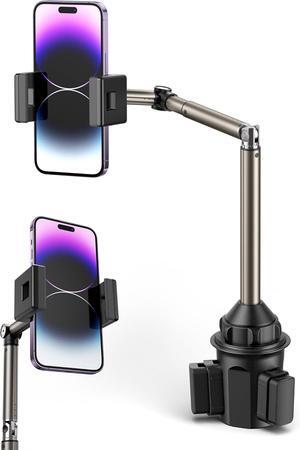 Car Cup Holder Cellphone Mount Metal Long-Arm Ultra Stable Phone Holder for Car Cupholders - Adjustable for iPhone 16 15 Pro Max 13 12 11  Galaxy S24 S23 Ultra Google Pixel 9 Pro