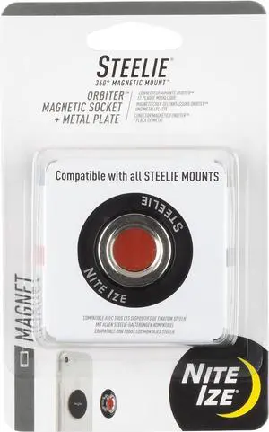 Steelie Orbiter Magnetic Socket and Metal Plate - Car Mobile Phone Holder - Phone Metal Plate - Magnetic Phone Holder - Black