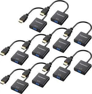 HDMI to VGA Adapter 10 Pack Gold-Plated HDMI to VGA Converter (Male to Female) Compatible for Computer Laptop PC Monitor Projector HDTV Chromebook Raspberry Pi  Xbox and More